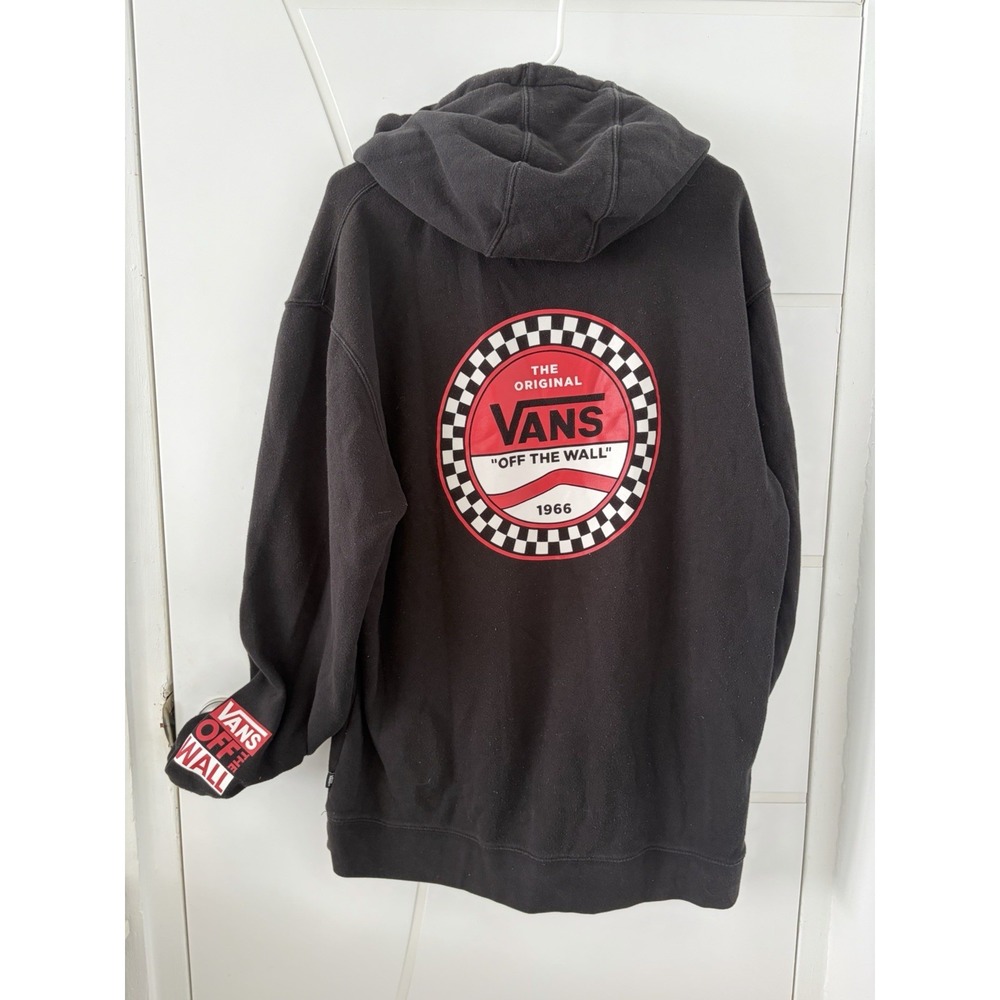 Vans Pullover Hoodie Men XL Black Red Off The Wall Logo Skate Streetwear